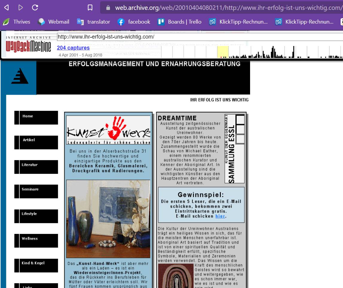 Ihr Erfolg ist uns wichtig - erste Internetzeitung von Eva Laspas 2001